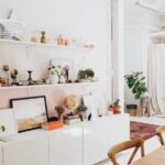 Attic Home - white wooden shelf and decors