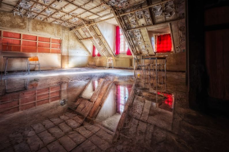 Attic Floor - a room that has a mirror on the floor