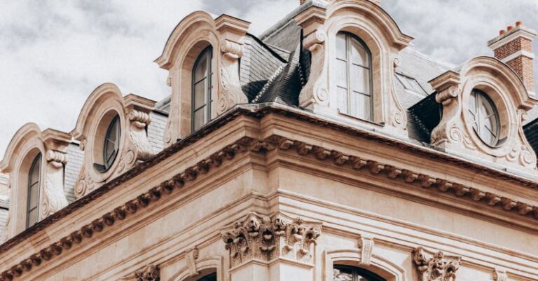 Attic Kitchenette - Facade of classic building with attic floor