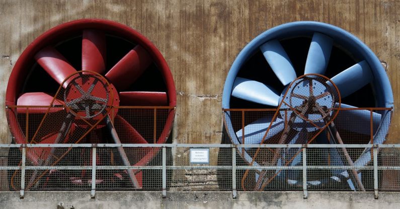 Gable Ventilation - Red and Blue Industrial Exhaust Fans